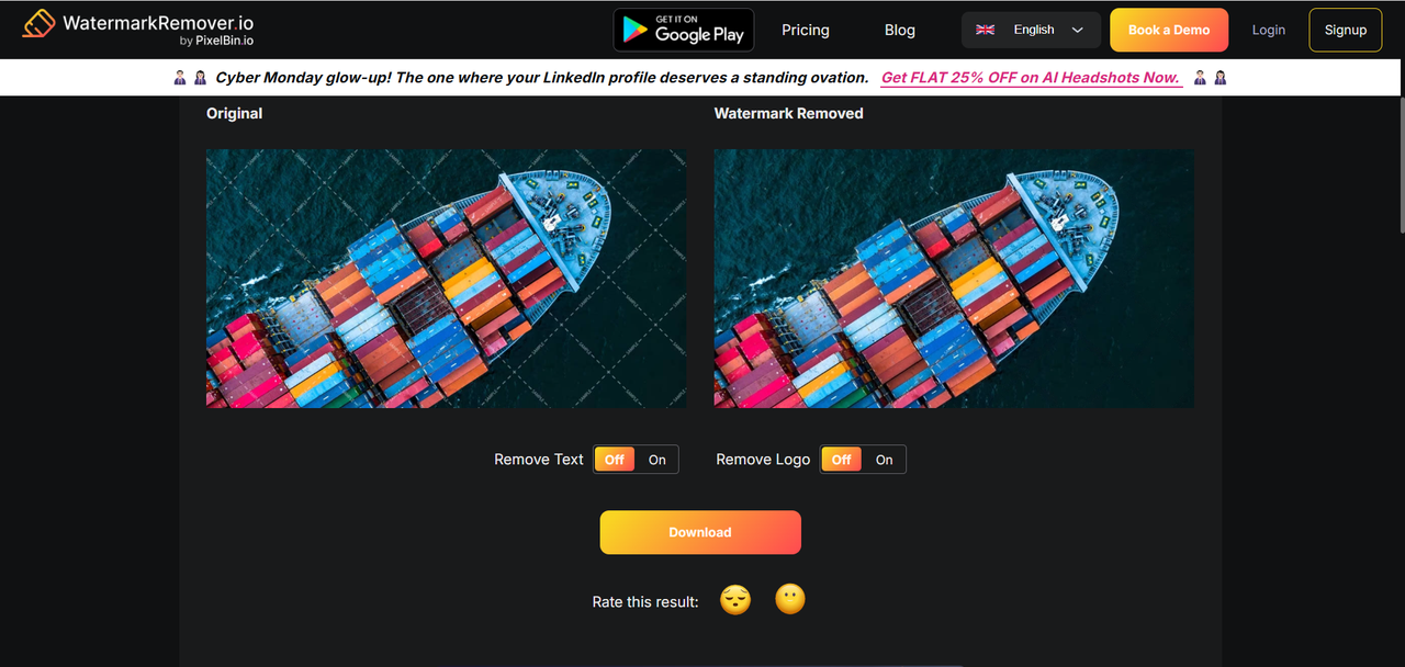 Watermark Remover's editing interface