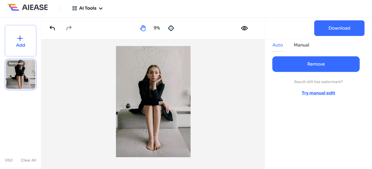 AI Ease's editing interface