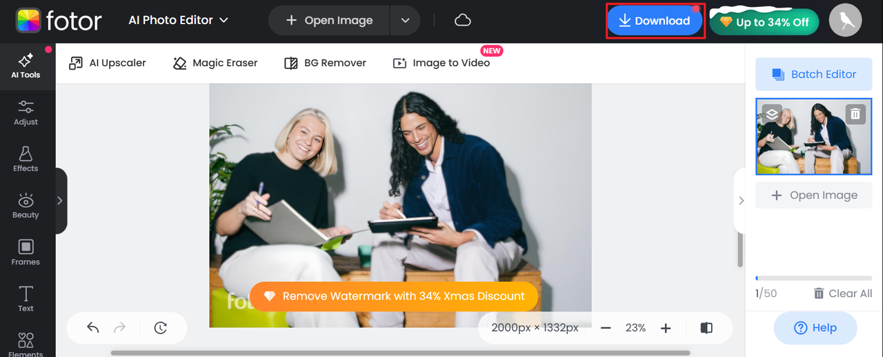 Turn blurred photo to clear online and download