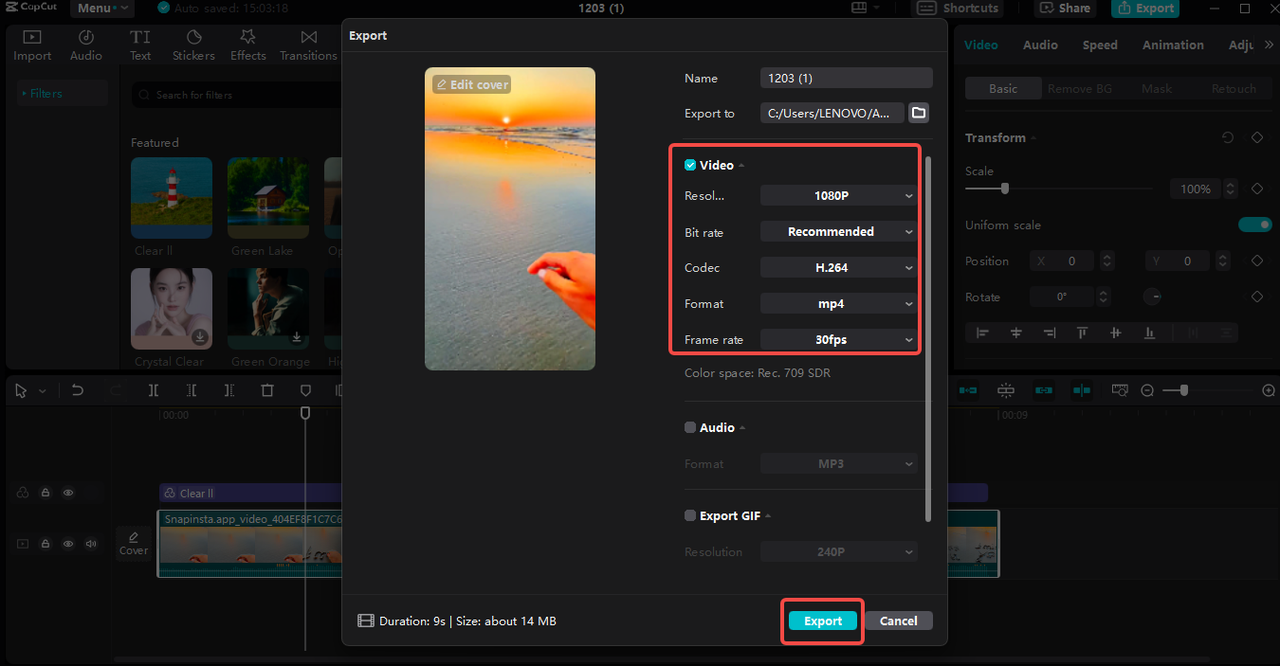 Export and share to TikTok
