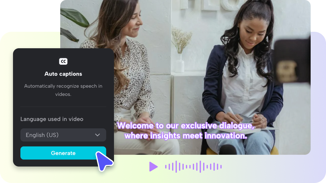 Sinkronkan audio dengan lirik dan caption dalam video musik AI