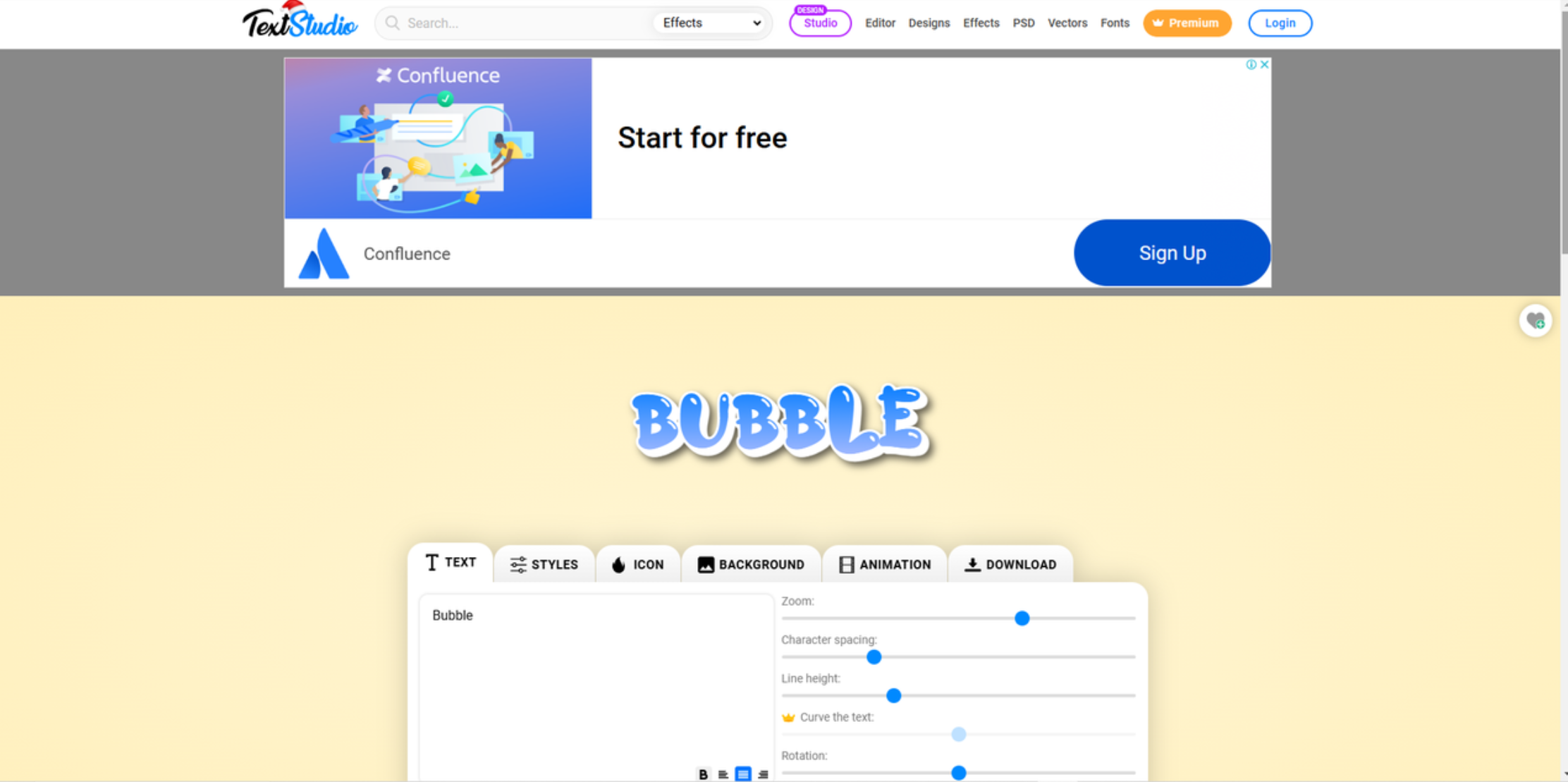 Interface of Text Studio - an efficient bubble font generator