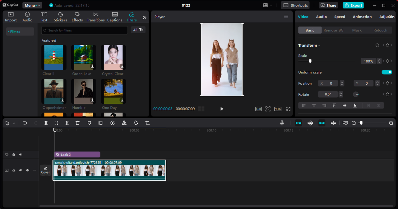 The interface of the CapCut desktop video editor - a perfect tool for creating eye-catching YouTube shorts