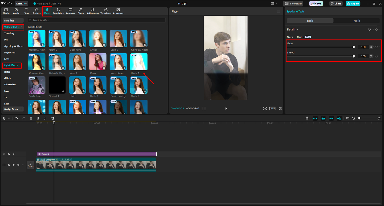 Editing the video in the CapCut desktop video editor