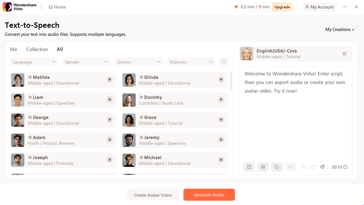 Wondershare Virbo homepage