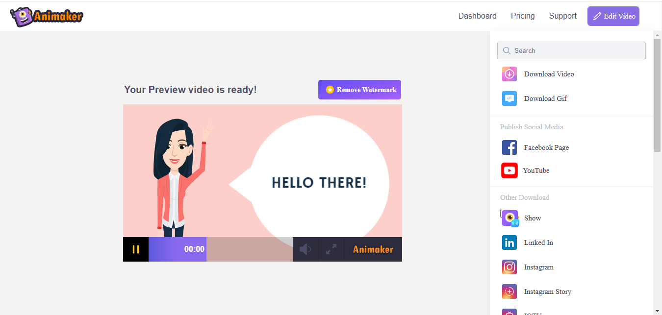 Téléchargement de la vidéo explicative dans Animaker