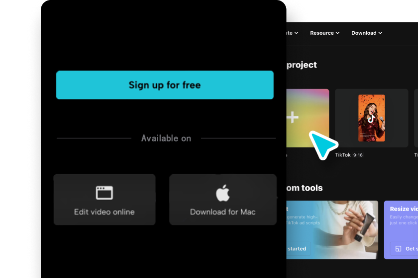 Zaloguj się lub utwórz konto w CapCut
