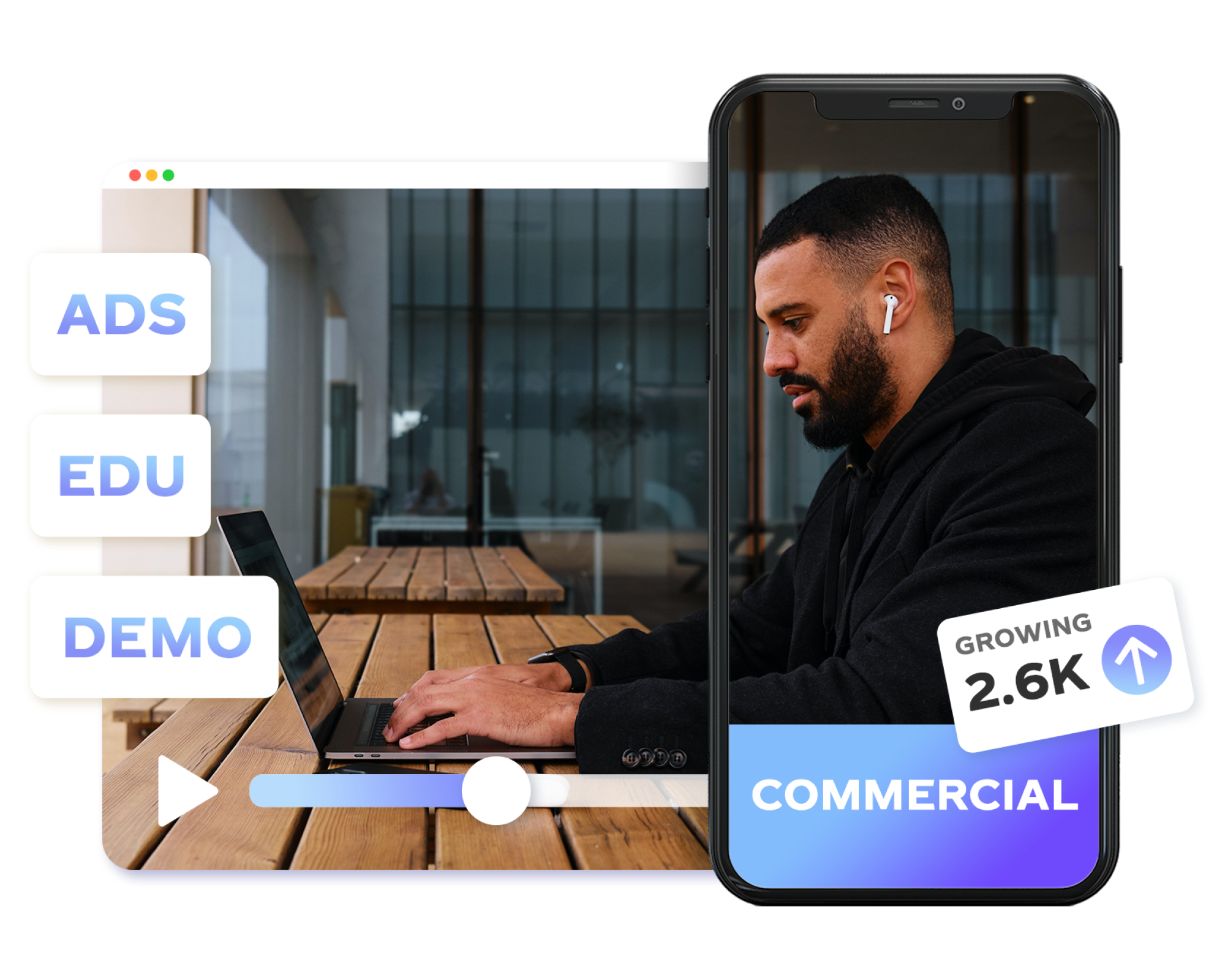 Criador de vídeo comercial online
