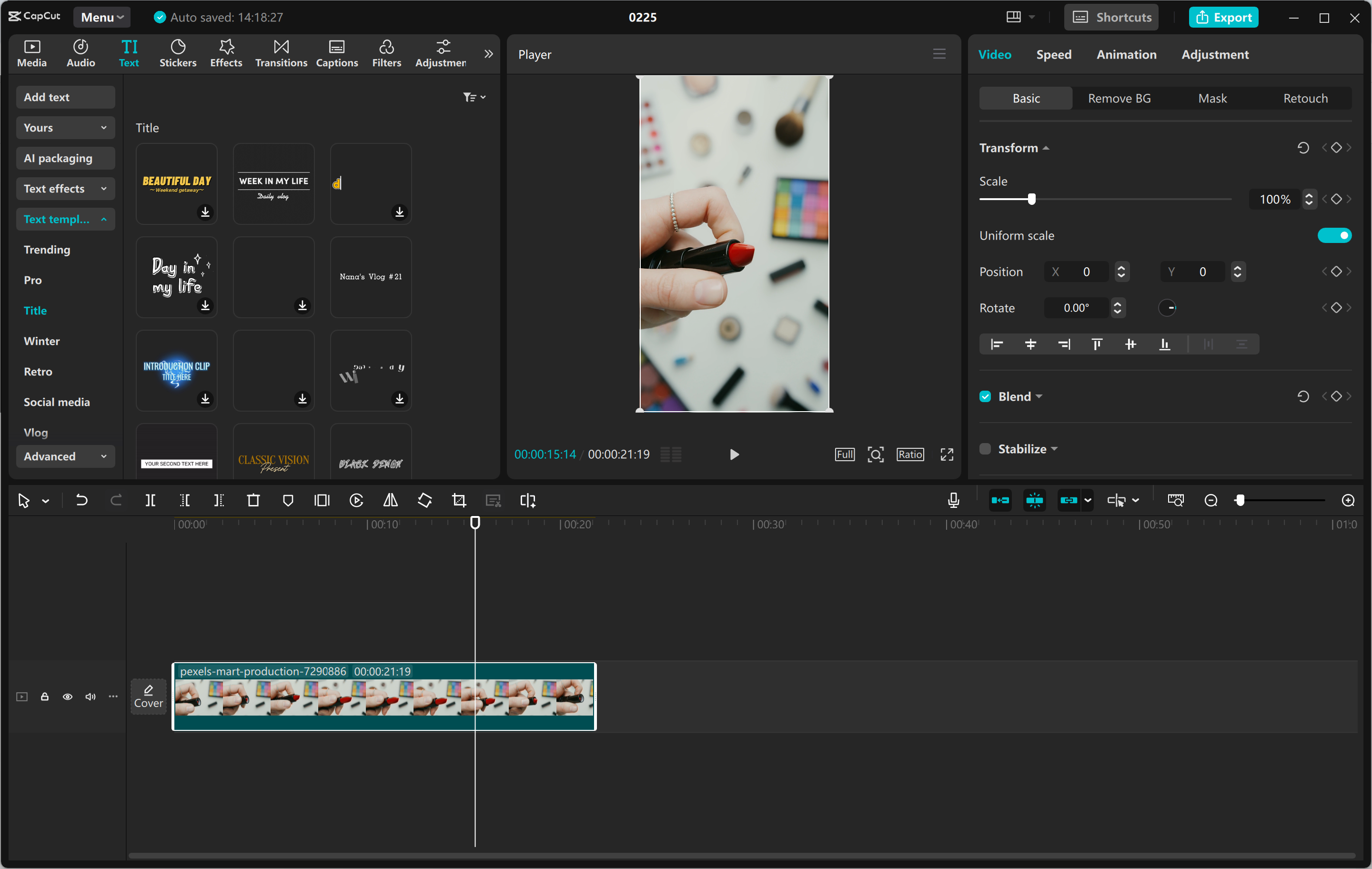 Antarmuka editor video desktop CapCut - salah satu pembuat gulungan gratis terbaik