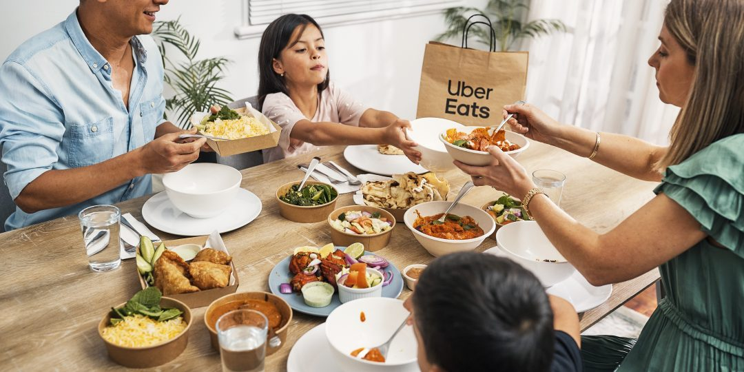 The current YouTube ad from Uber Eats showing food delivery with a catchy theme