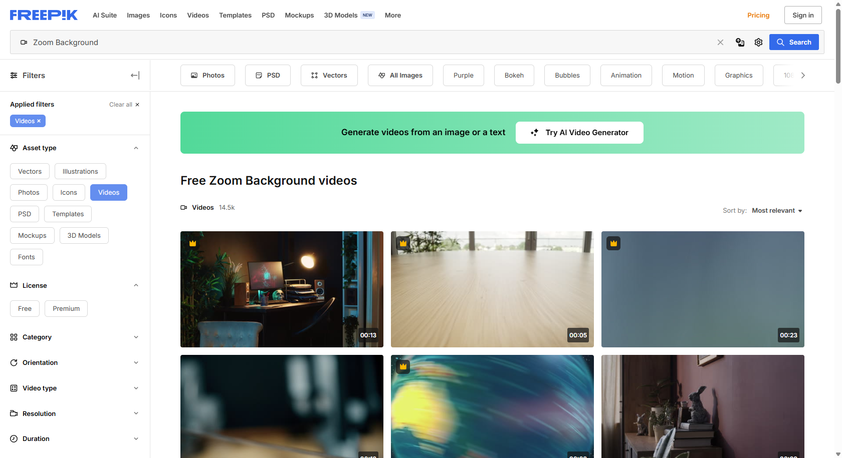 Fundo de vídeo de zoom livre