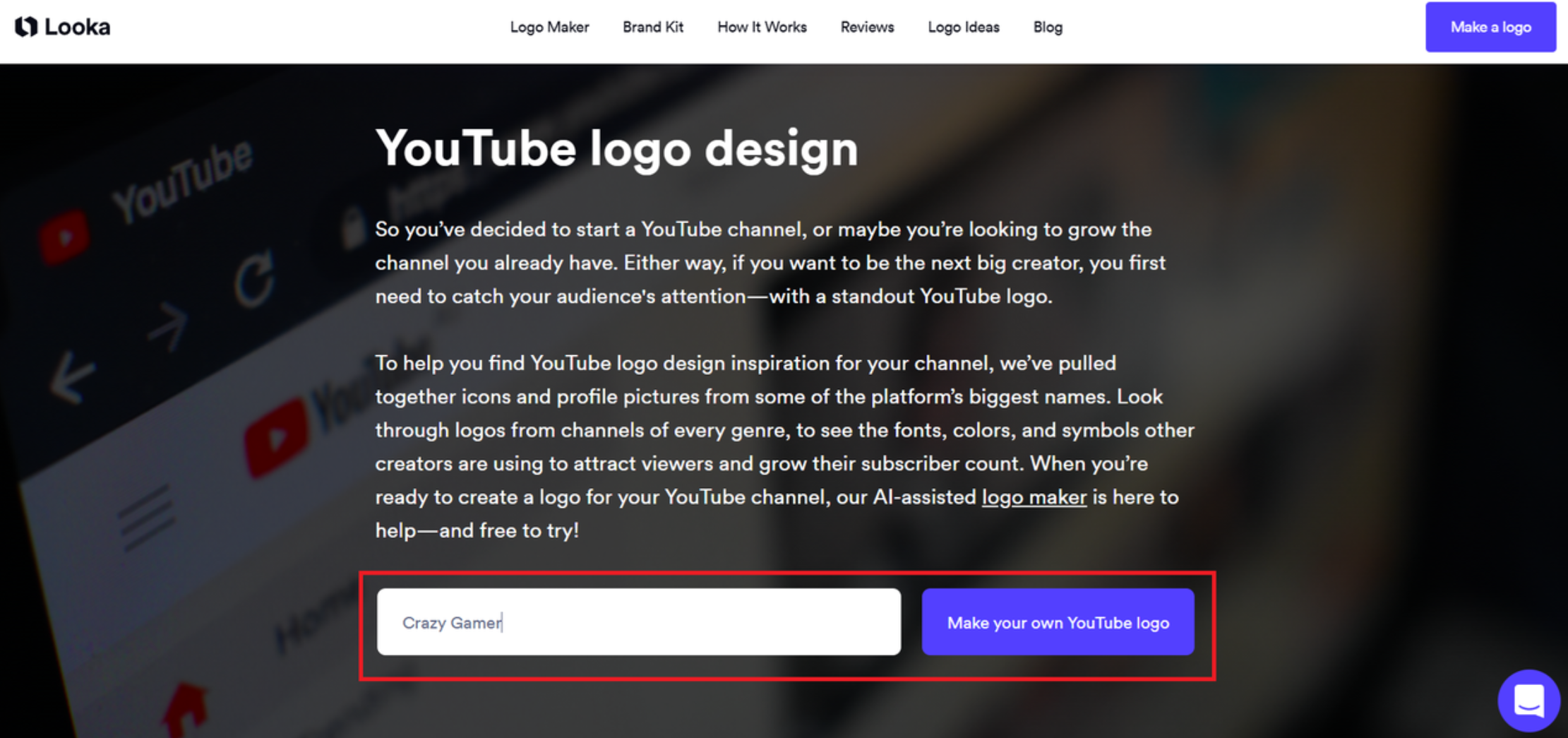 Enter the YouTube chanel name