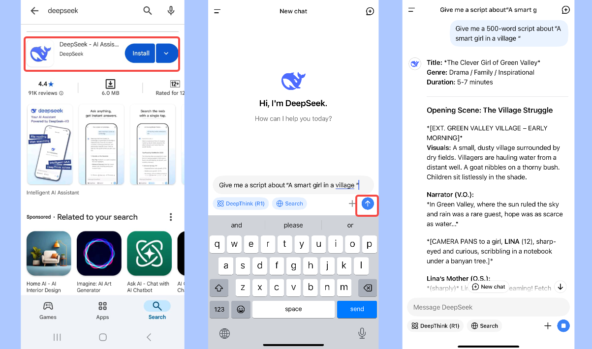 Ottieni il tuo script video in DeepSeek