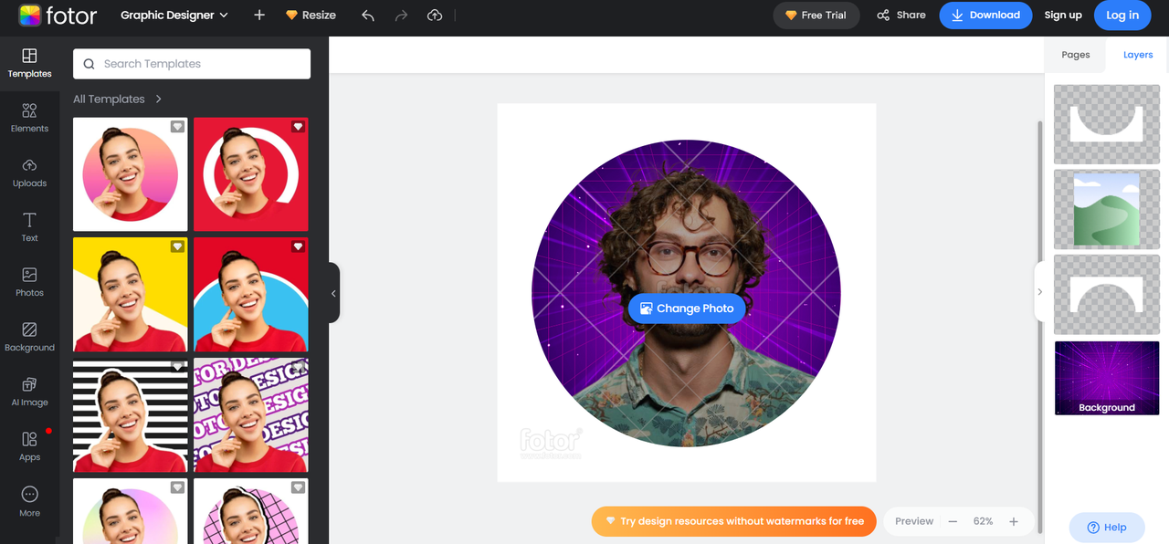 Criando foto de perfil do YouTube através do Fotor