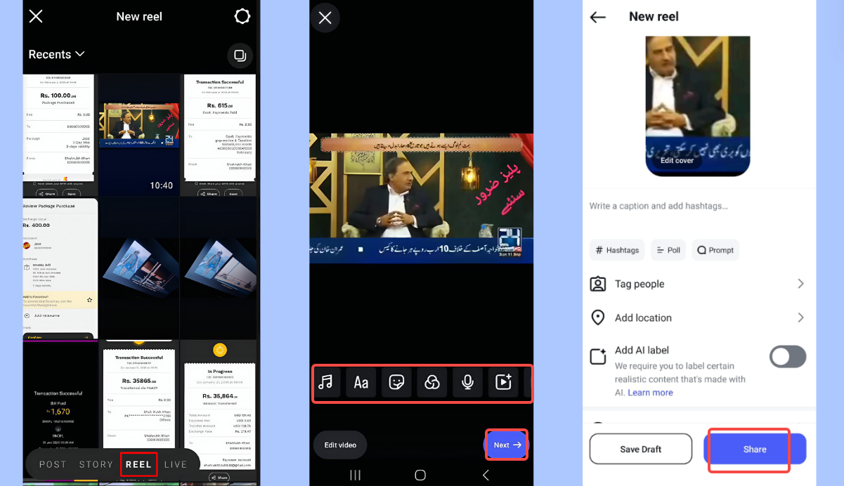 Chỉnh sửa Reels trên Instagram