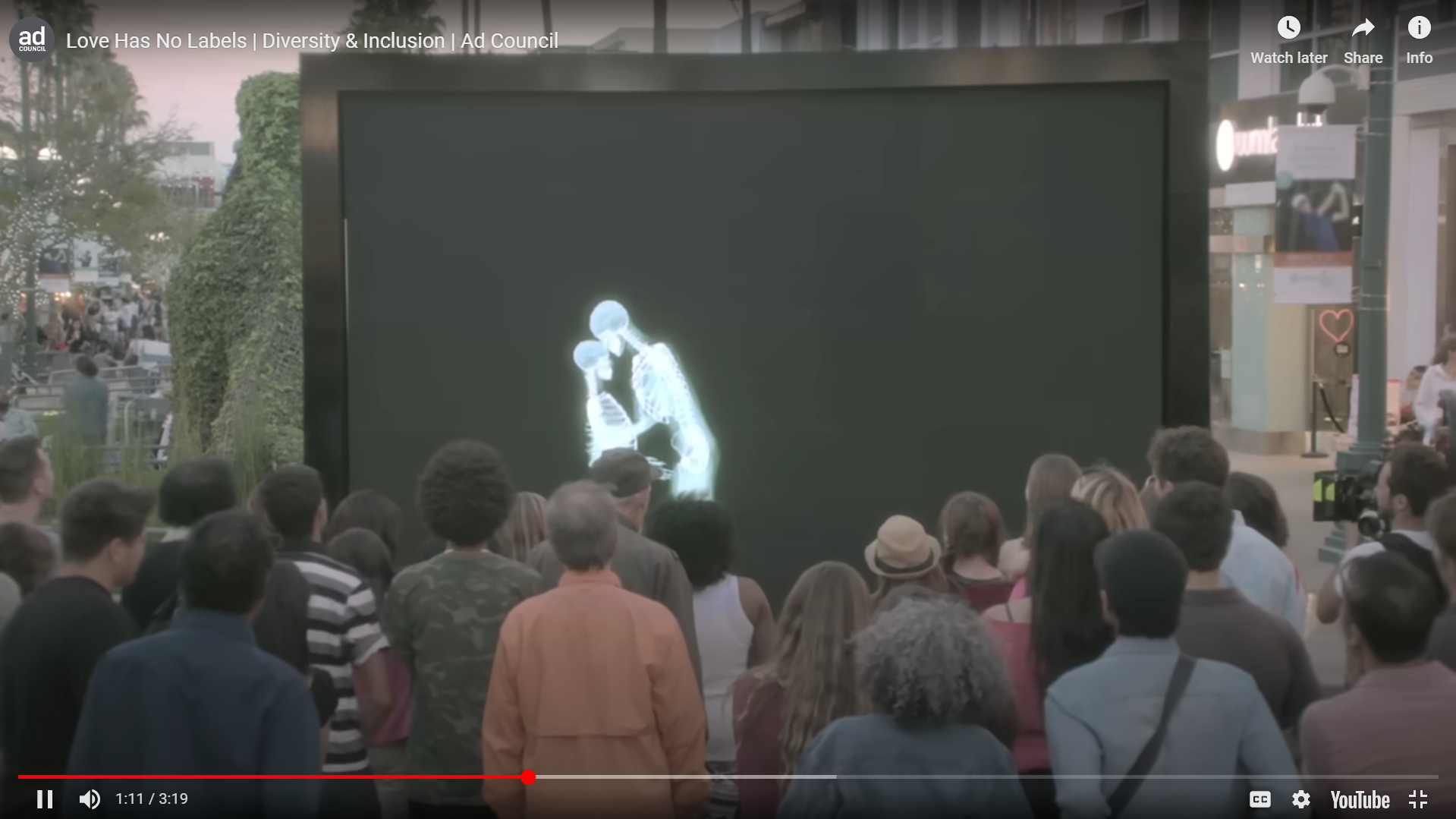 Diverse couples shown through an X-ray screen - a unique and great YouTube ad