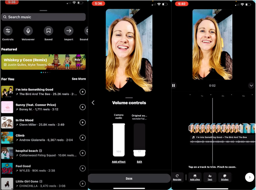 Showing how to create your own audio on Instagram and mixing