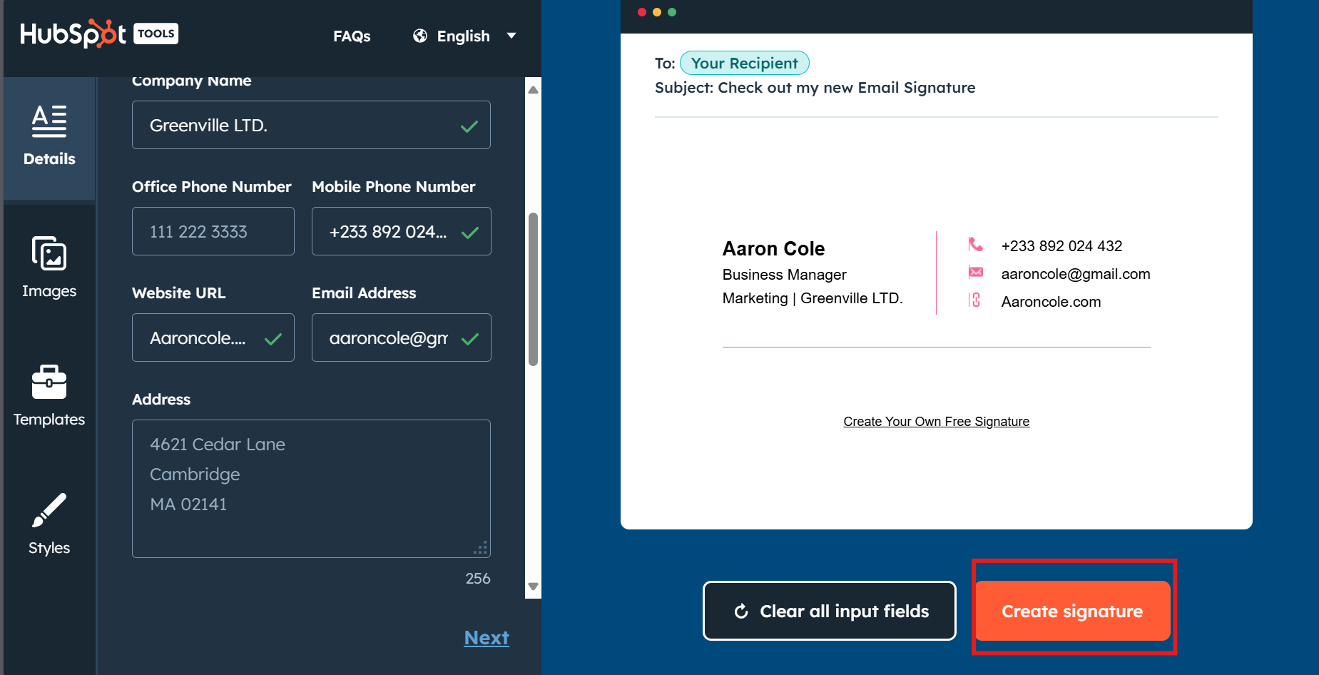 Speichern und Anwenden von HubSpot-Signatur-E-Mails