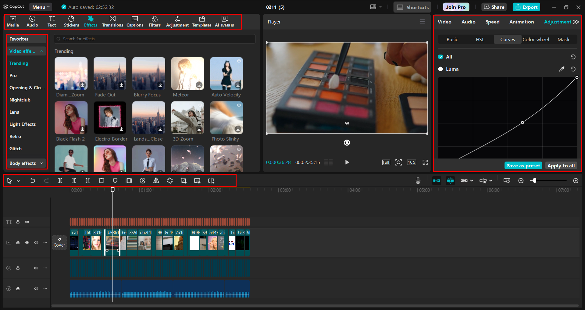 Mengedit dan meningkatkan video di editor video desktop CapCut