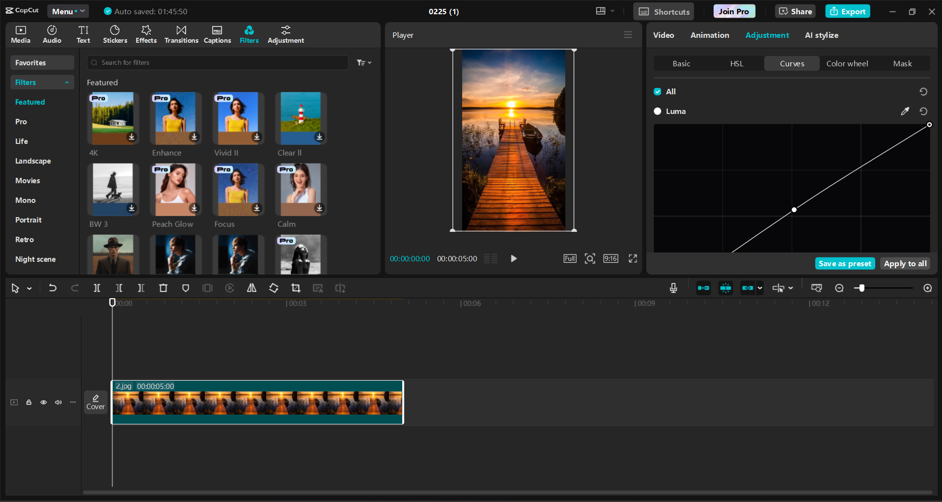 Interface of the CapCut desktop video editor - a useful tool to make engaging videos for TikTok