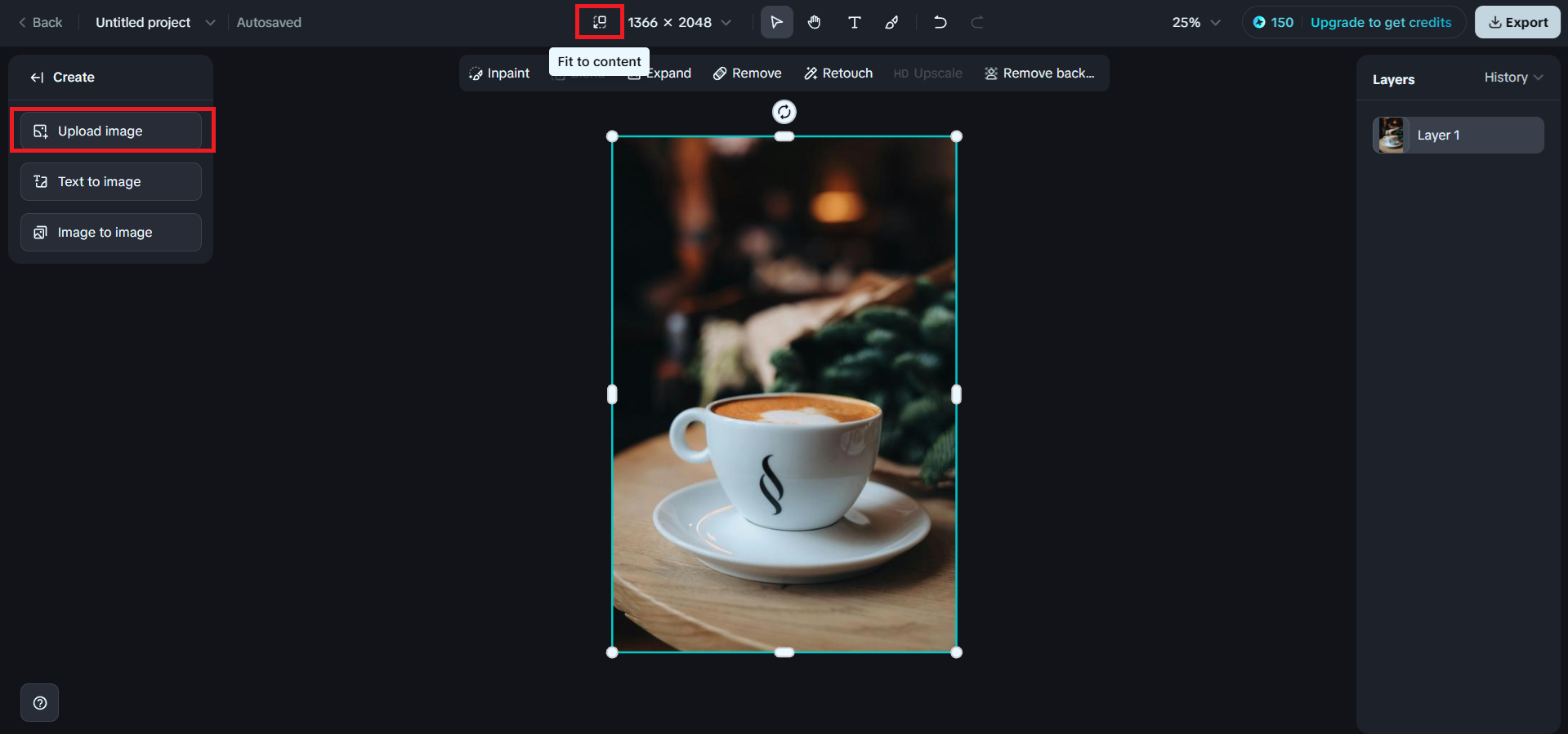 Upload image on Dreamina canvas