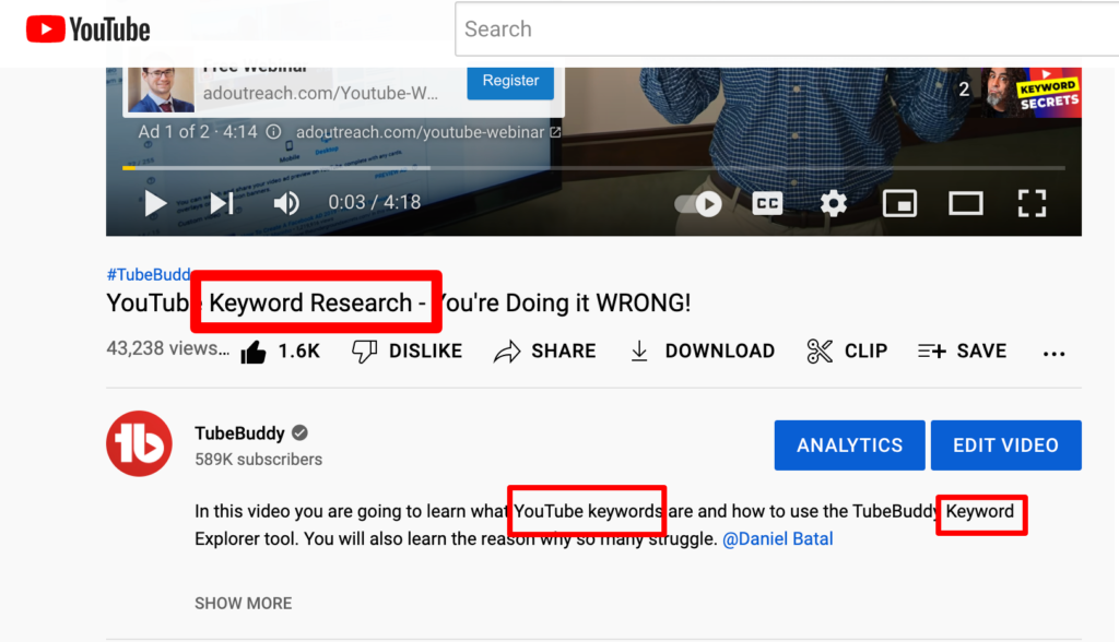 Mengoptimalkan judul dan deskripsi video dengan kata kunci yang relevan