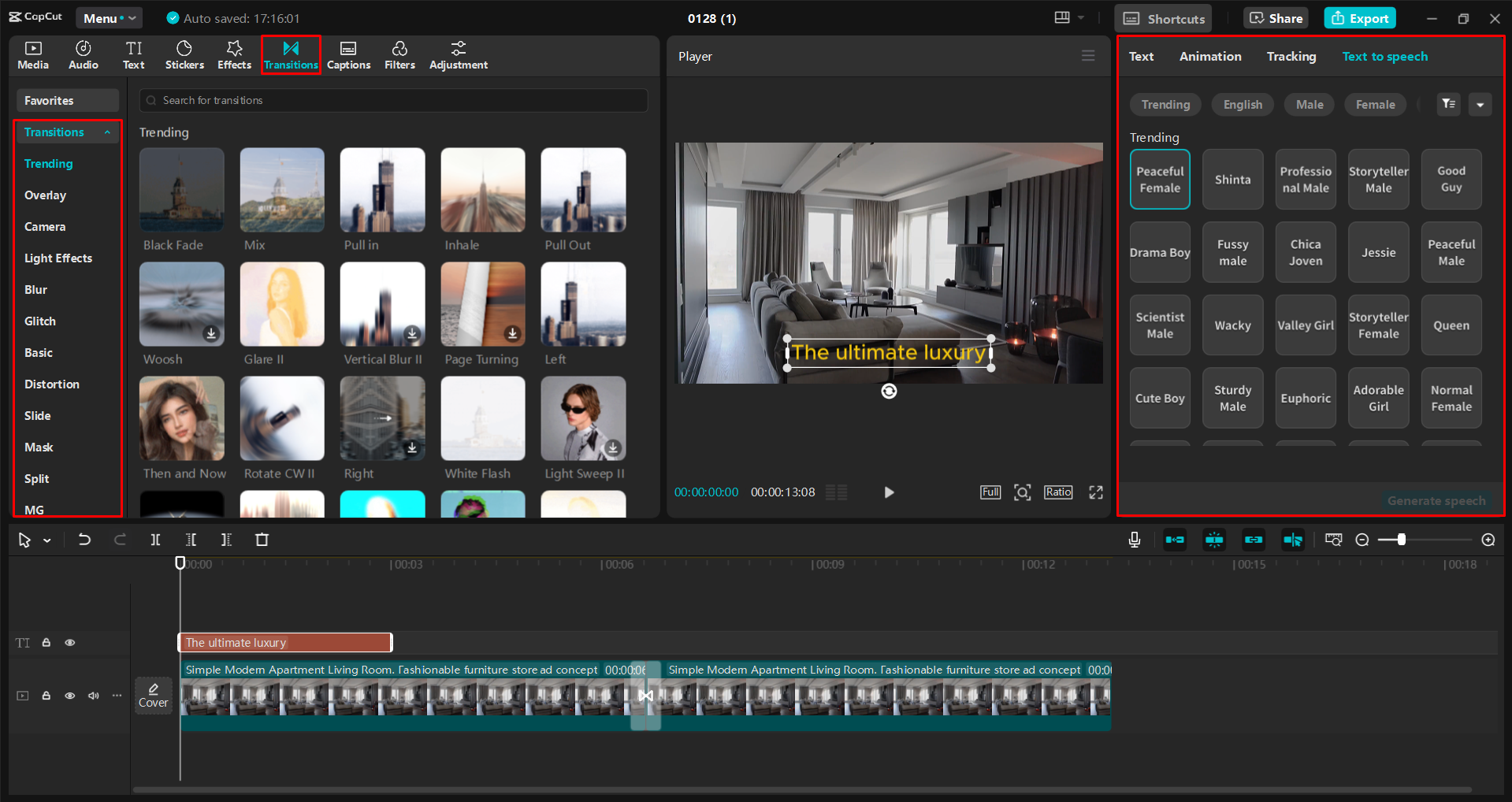 Editing and customizing a video in the CapCut desktop video editor