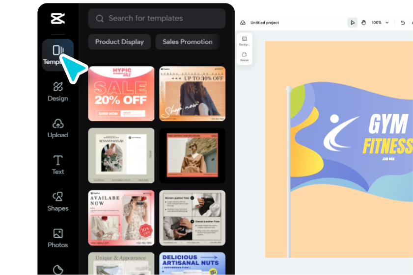 увійдіть і виберіть шаблон