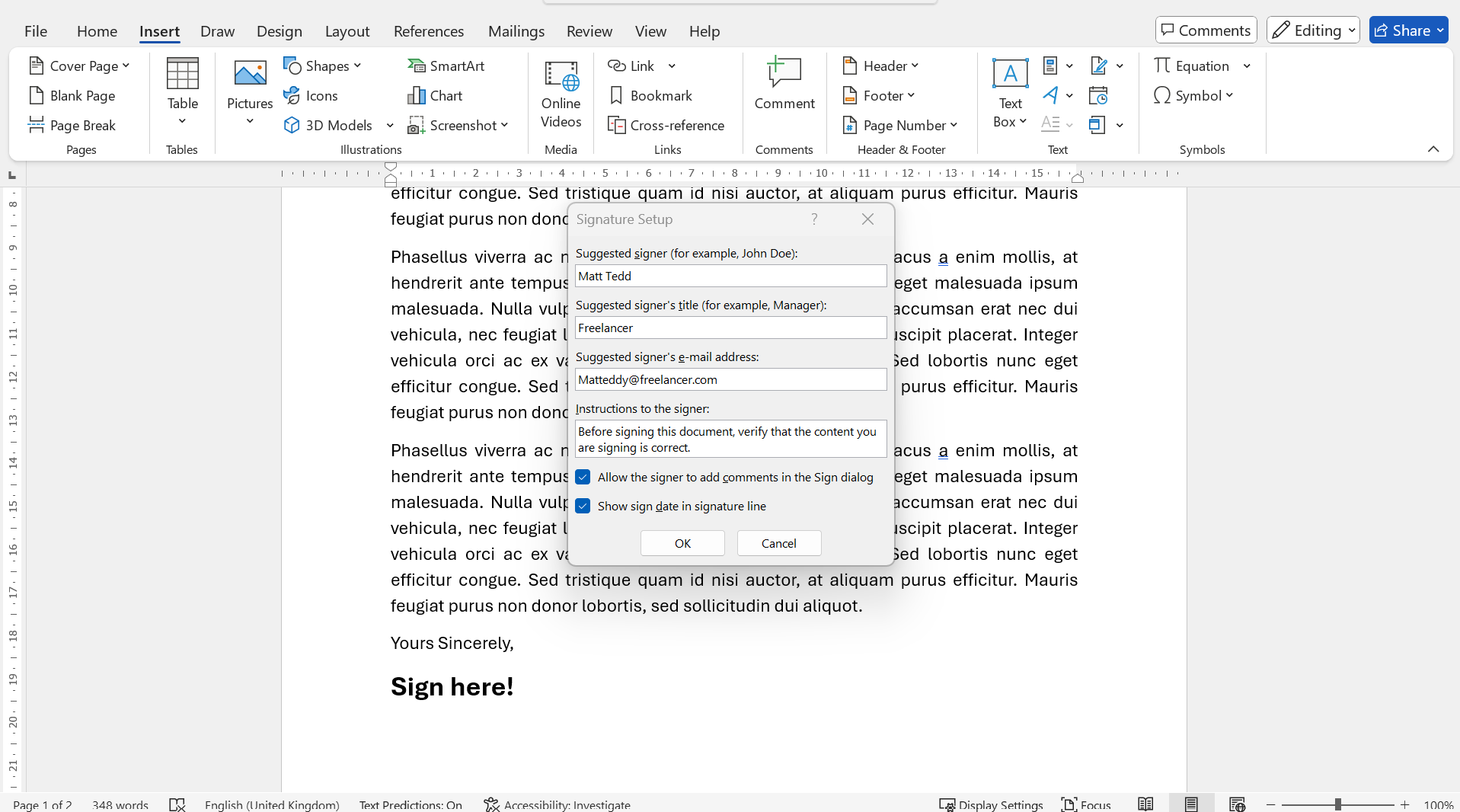 Cum se creează semnătura digitală în Word