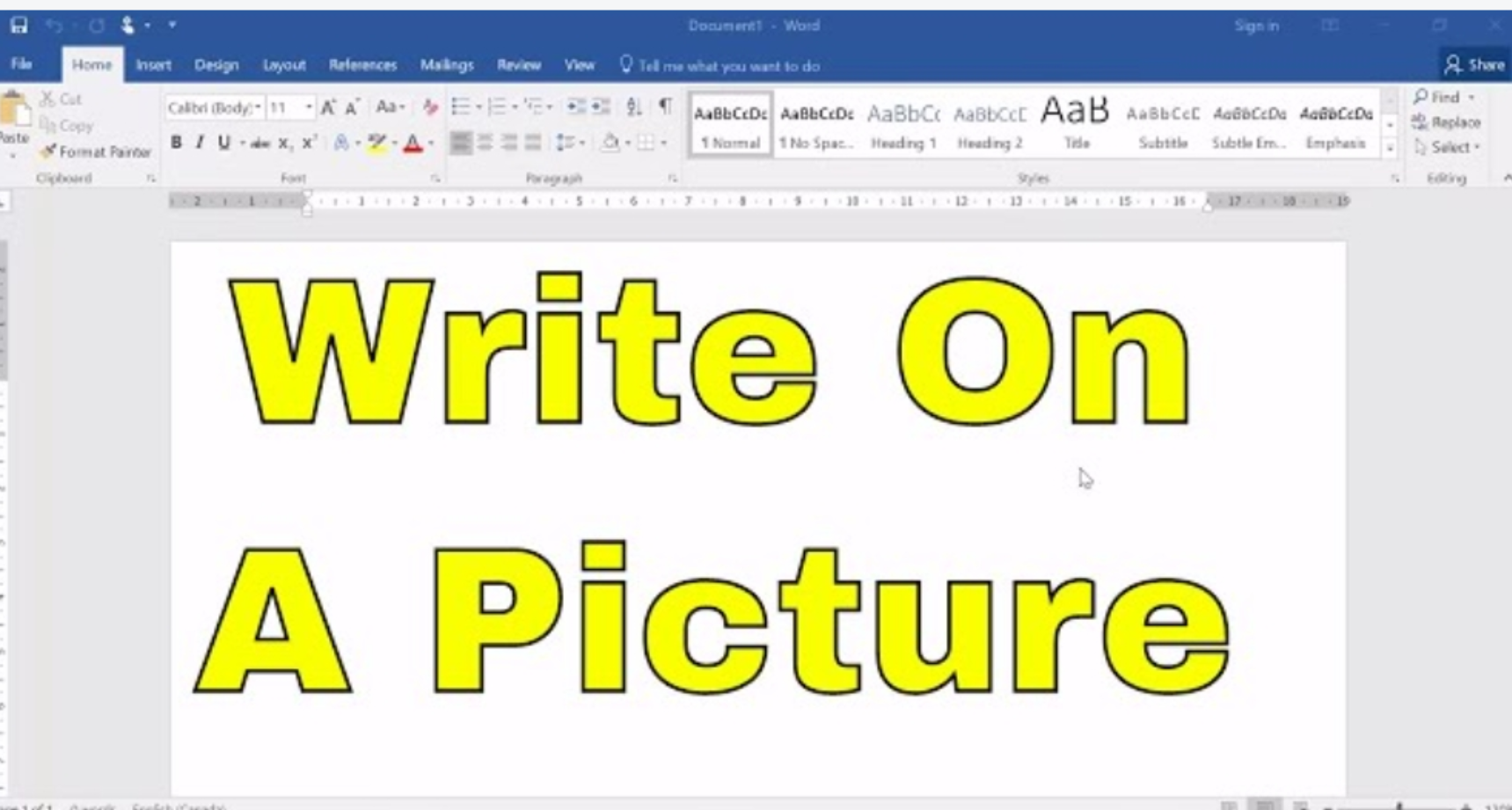 Can you write text on an image using Word
