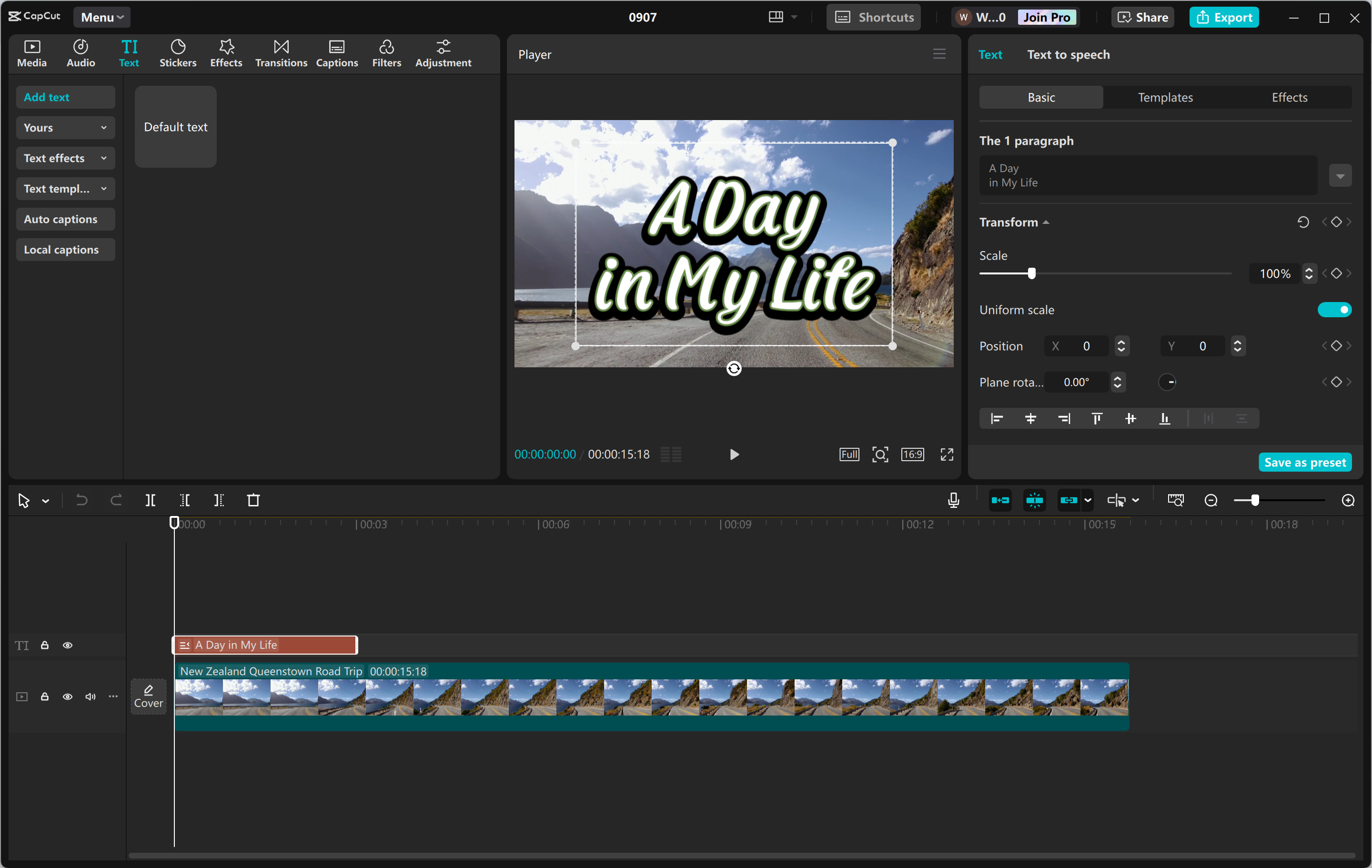 Antara muka CapCut editor video desktop - alat yang sempurna untuk menambah teks kepada video