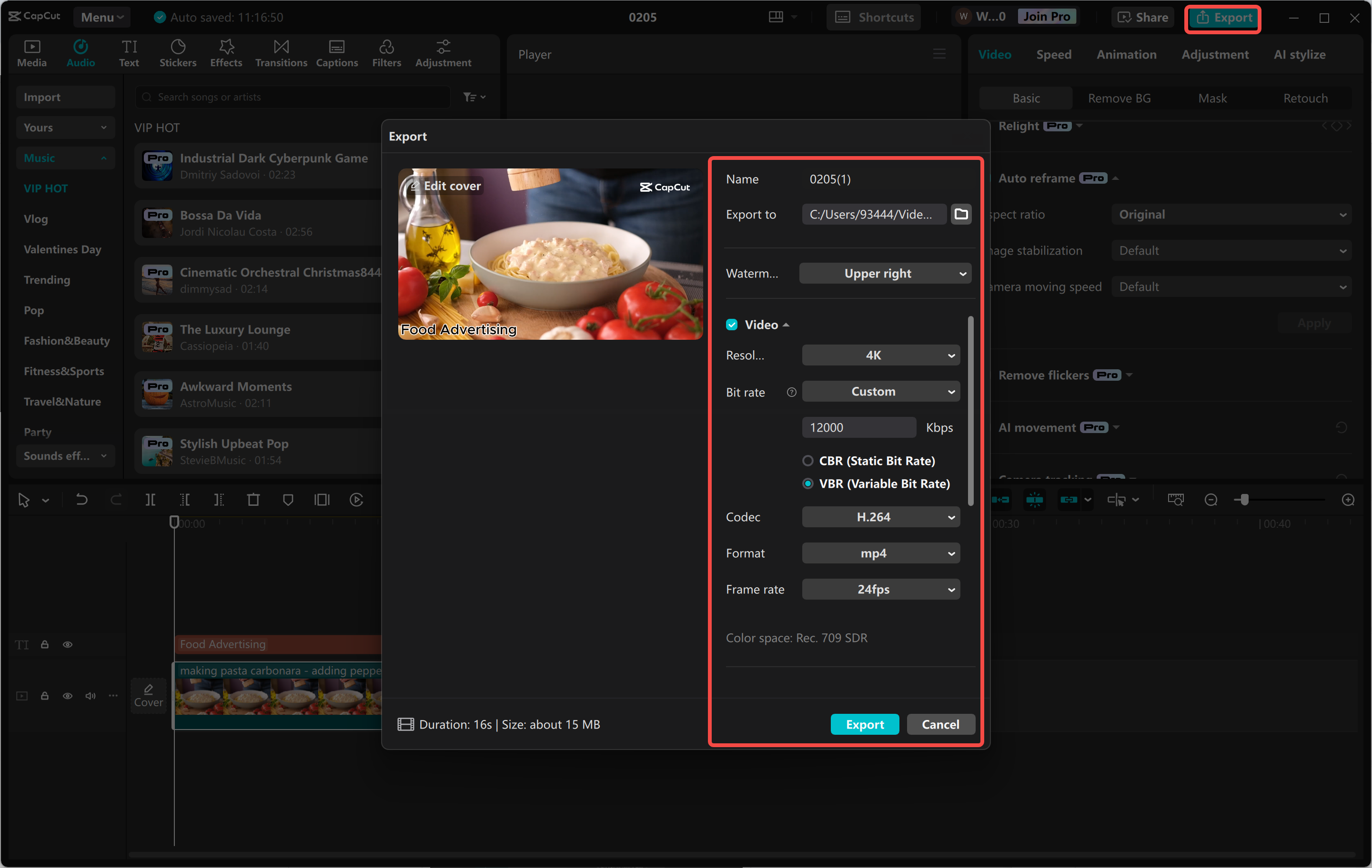 Exporting a video from the CapCut desktop video editor