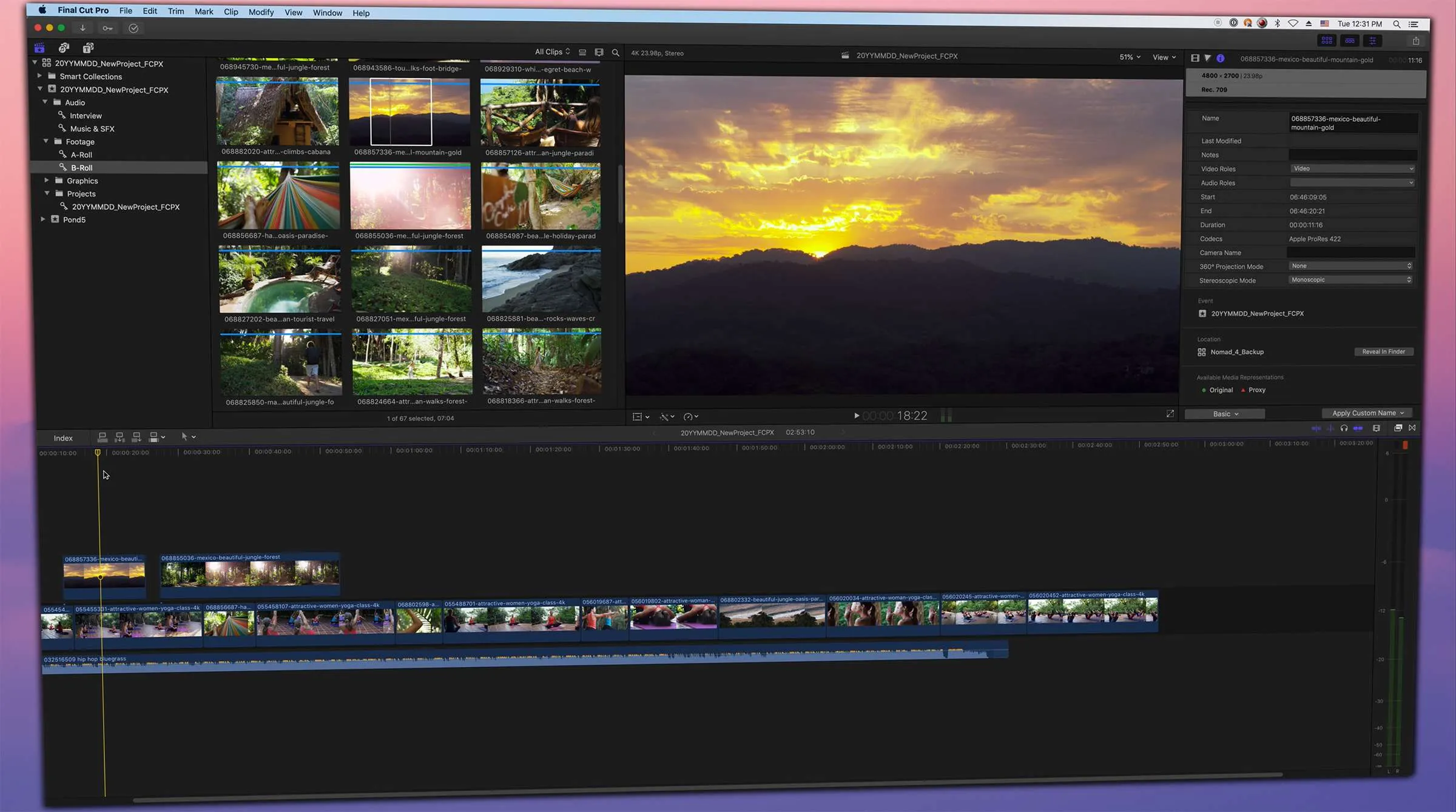 Interface of Final Cut Pro - the popular reel making software for PC