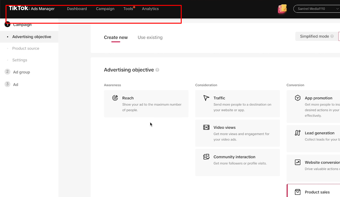 Mengakses halaman kempen untuk menganalisis metrik iklan TikTok