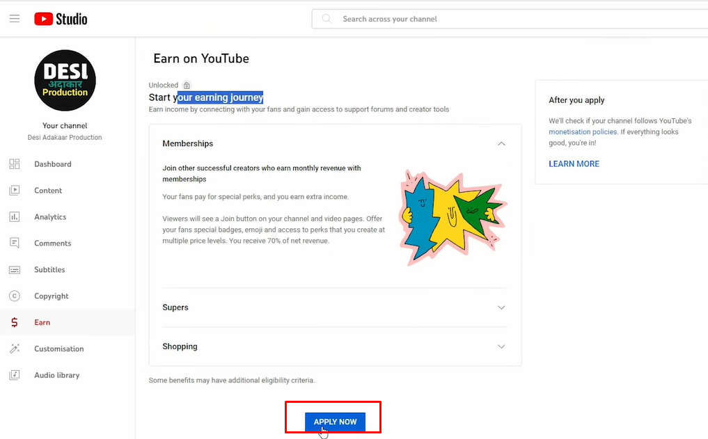 Checking eligibility for the YouTube Partner Program to know your YouTube Shorts video income