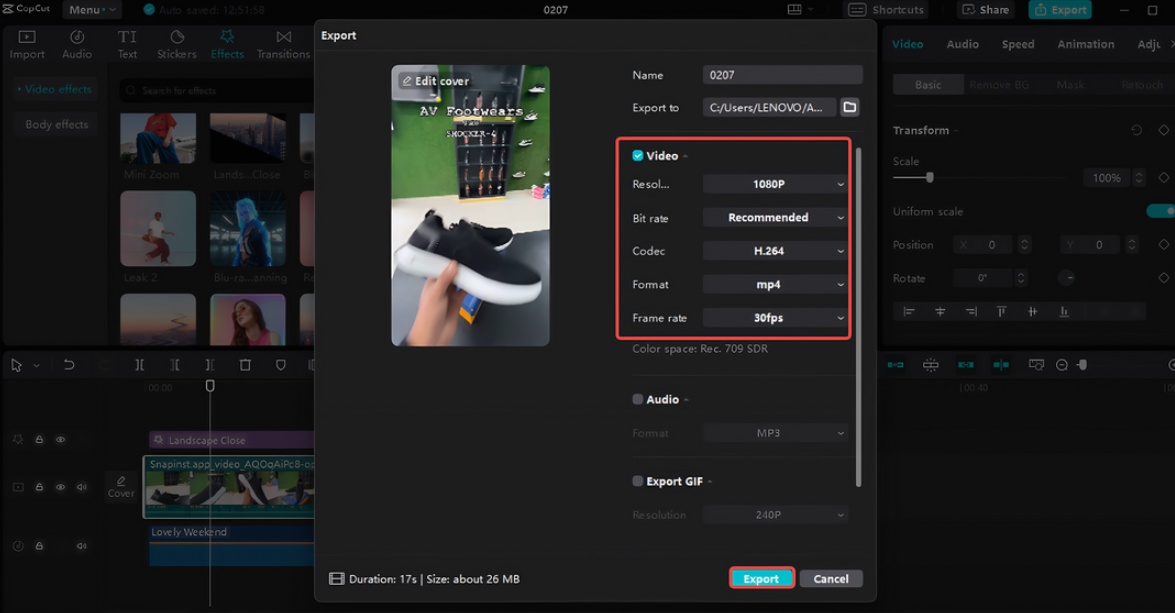 การส่งออกและแบ่งปันรีล Instagram