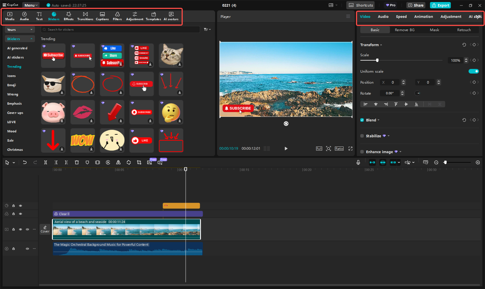 Úprava videa YouTube v CapCut