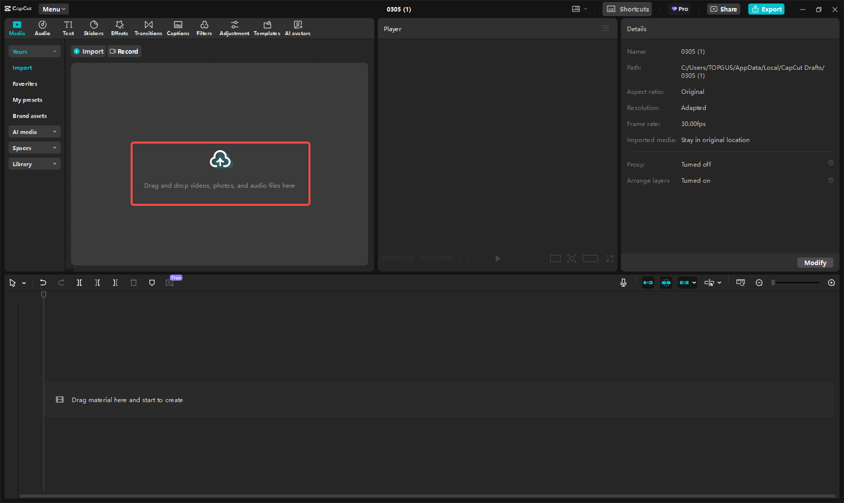 Importez vos fichiers