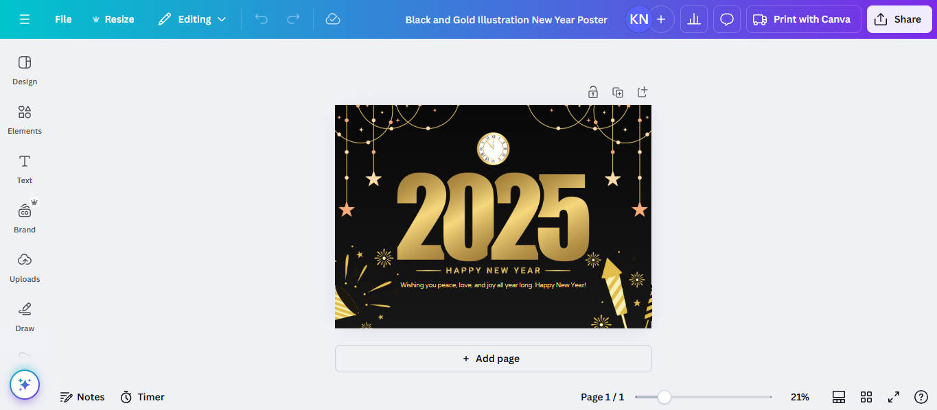 Faceți un poster de Anul Nou la Canva