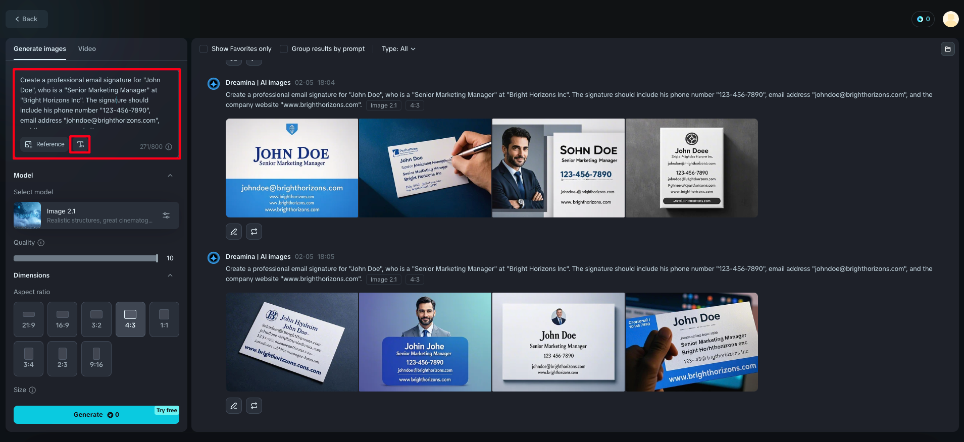 Fügen Sie Ihre Textaufforderung mit Dreamina ein