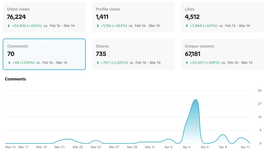 Image showing comment interaction—key TikTok KPI to analyze