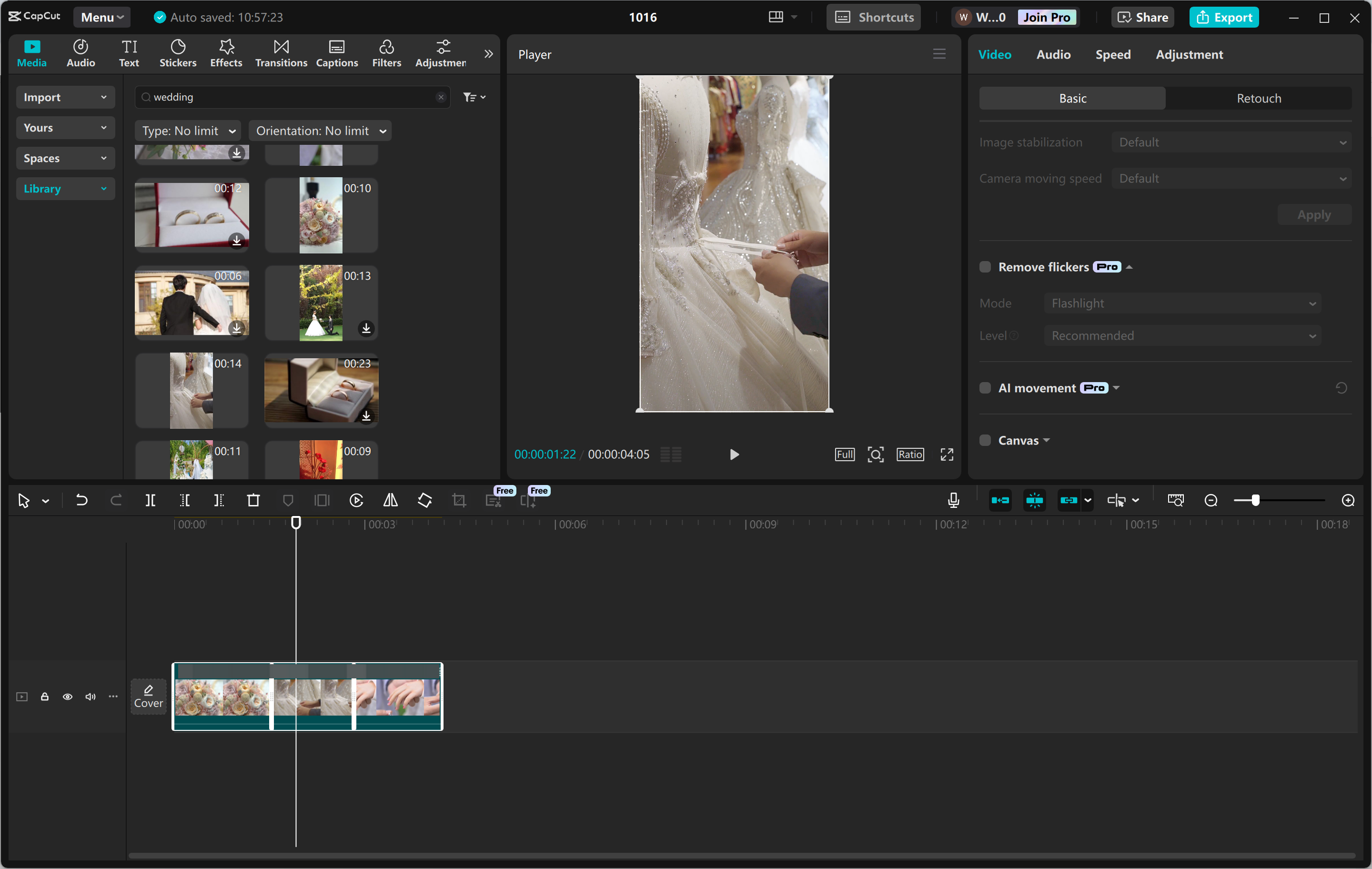 Interface of the CapCut desktop video editor - a quick way to make longer reels for Instagram