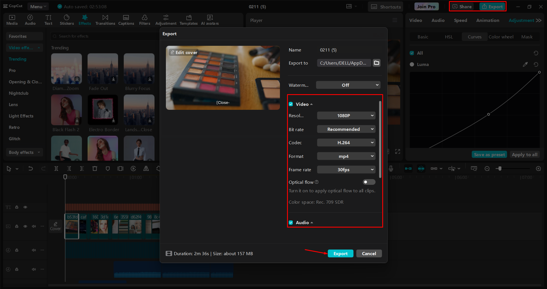 Mengekspor video dari editor video desktop CapCut