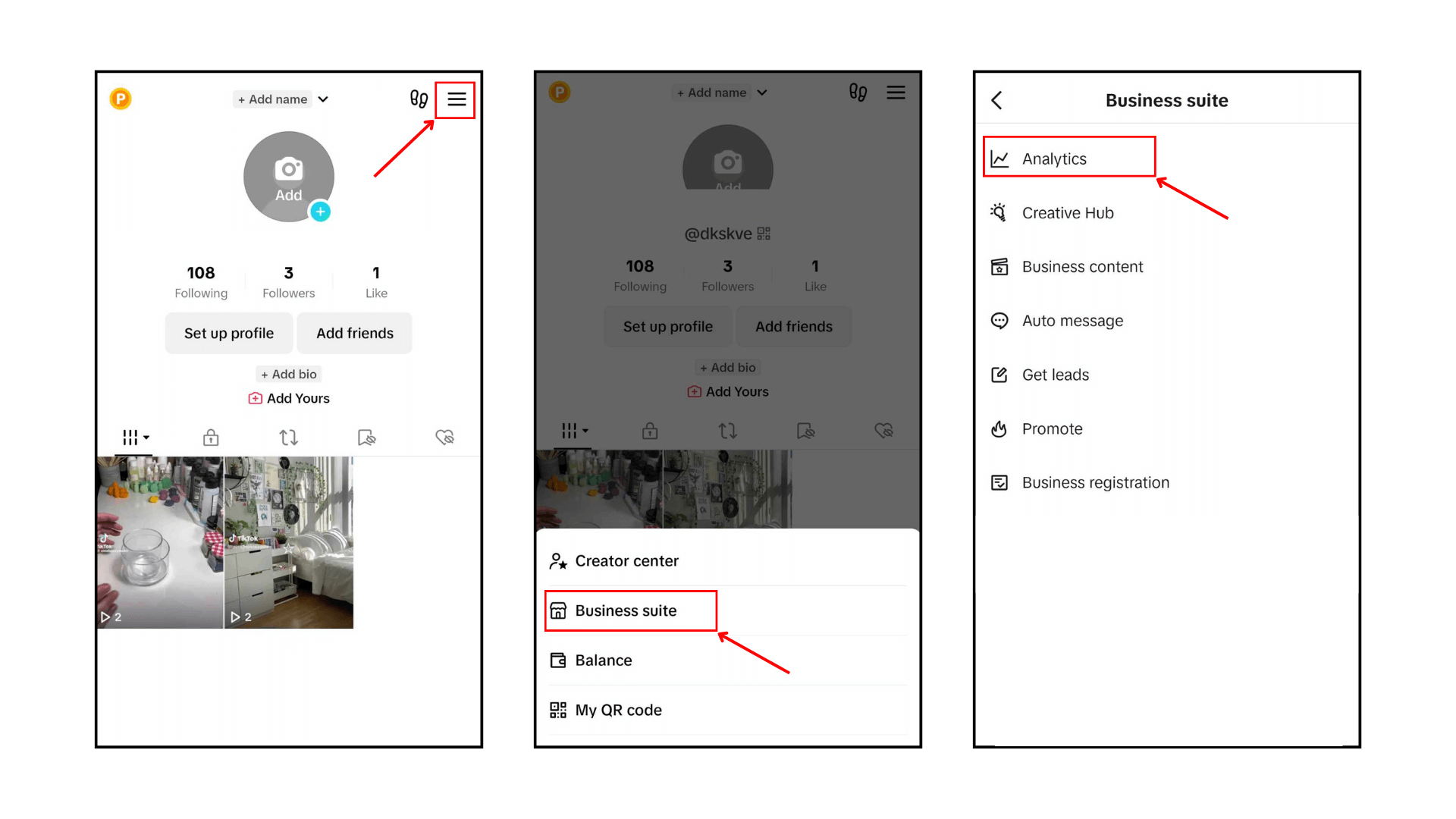 Showing how to see total views on TikTok's business account