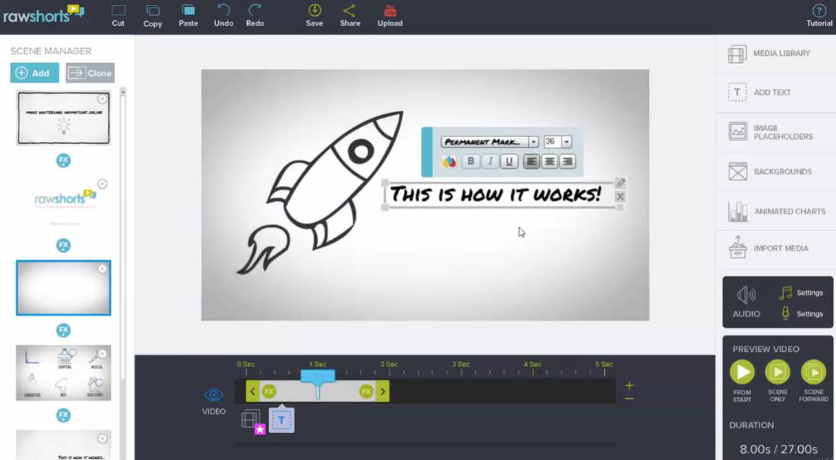 RawShorts: a simple whiteboard animation explainer video maker