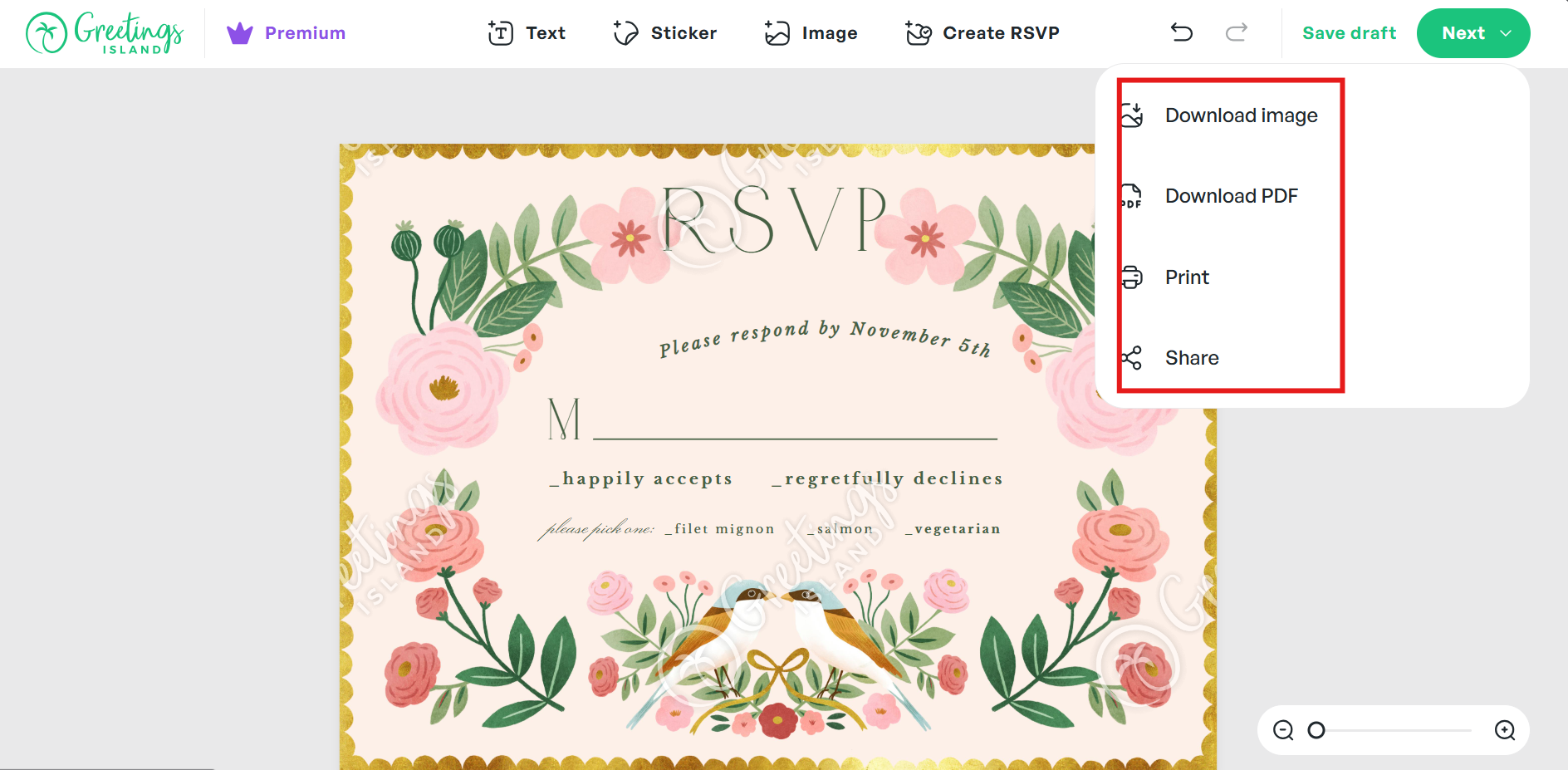 Bưu thiếp RSVP tùy chỉnh