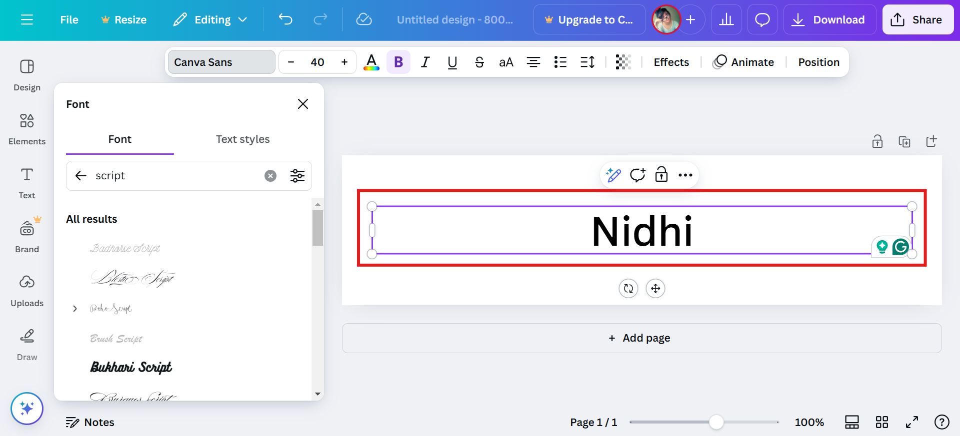 gõ tên của bạn