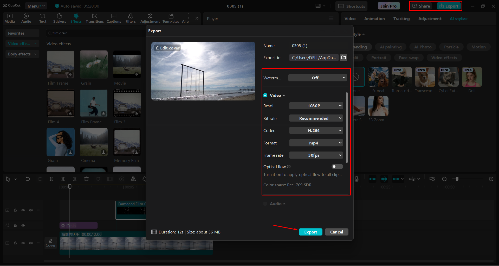 Exporter une vidéo à partir de l' CapCut éditeur vidéo de bureau