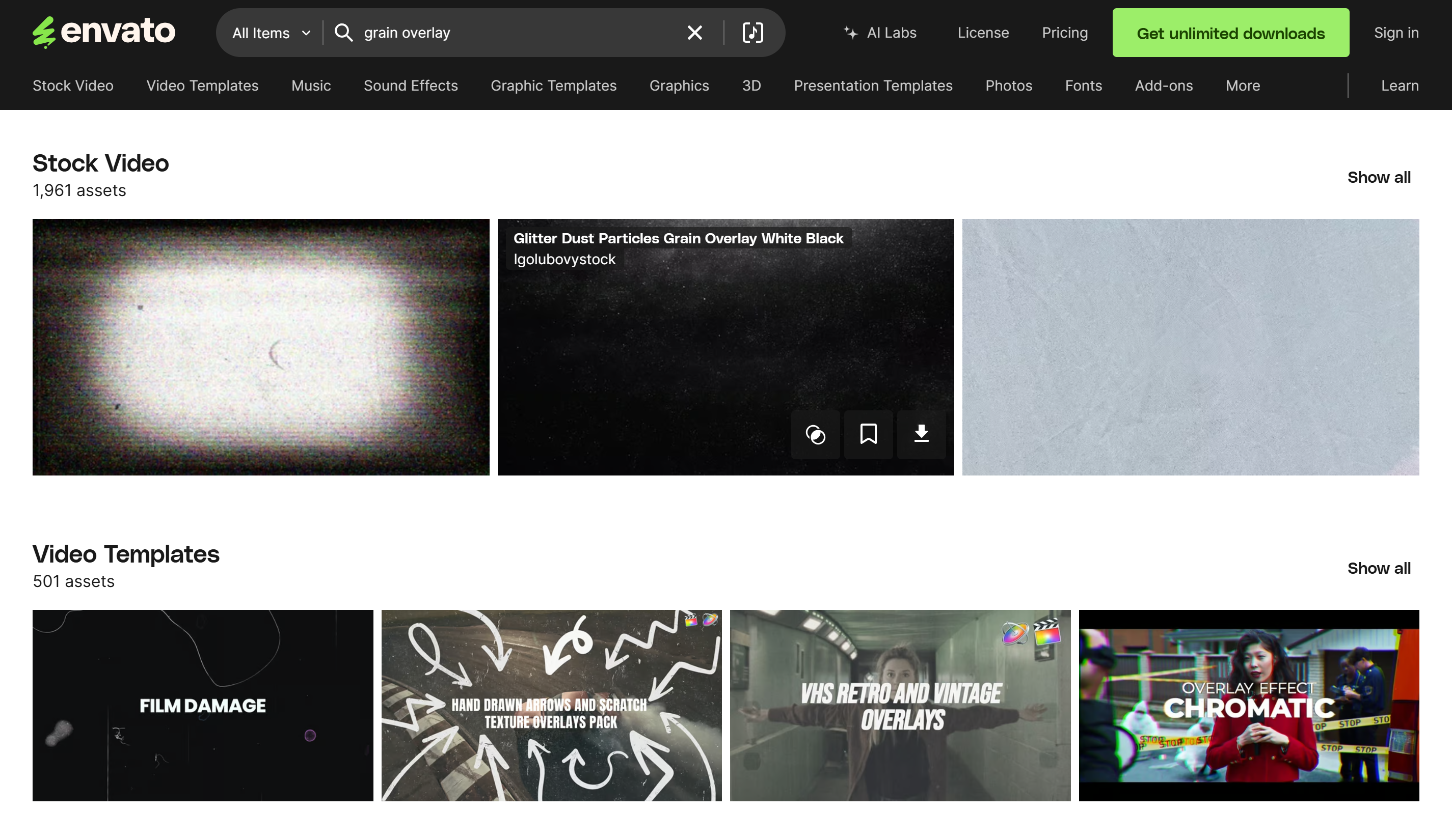 5 best websites to download grain overlay: Envato Elements