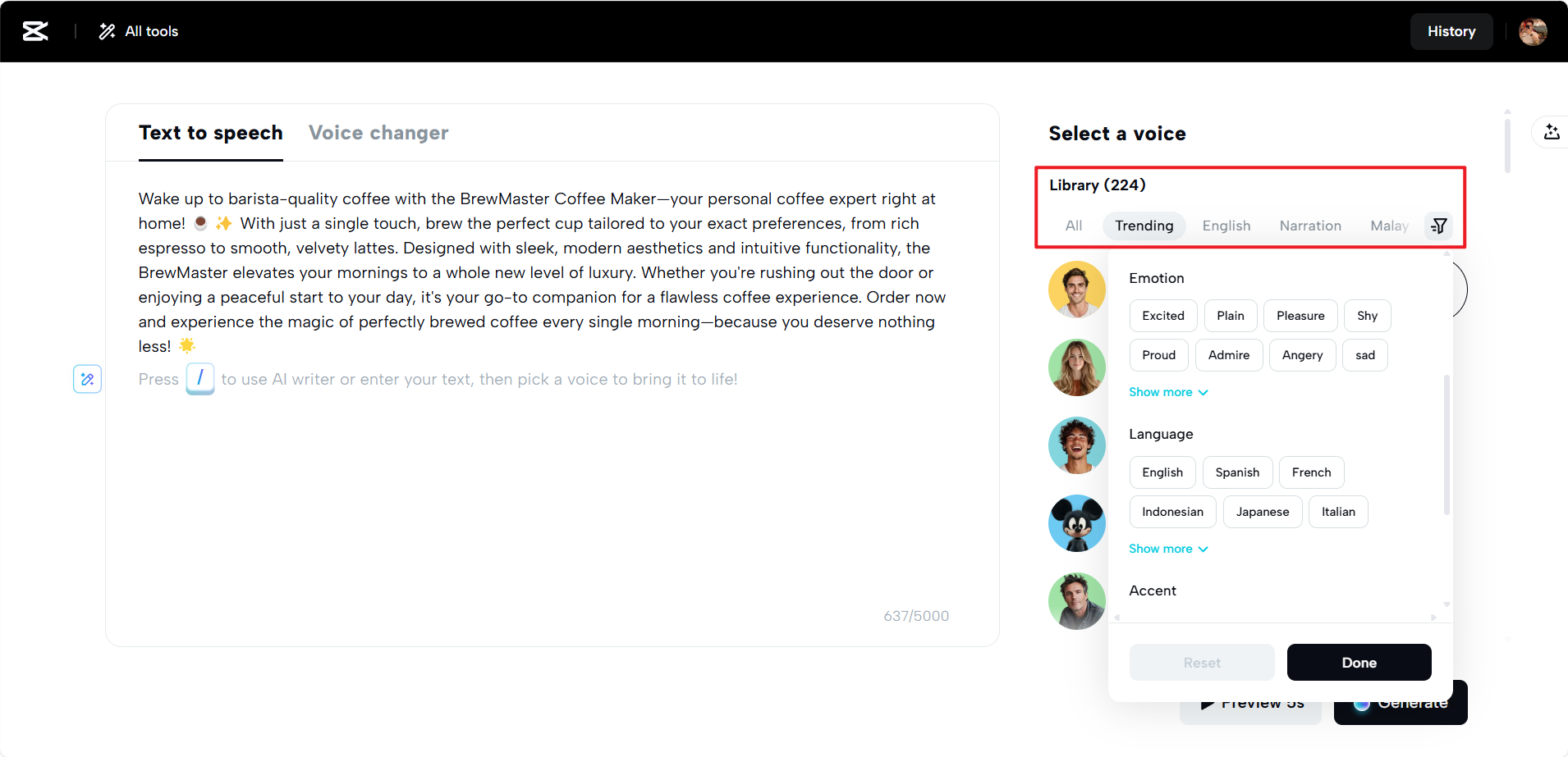 Filter a voice to your needs